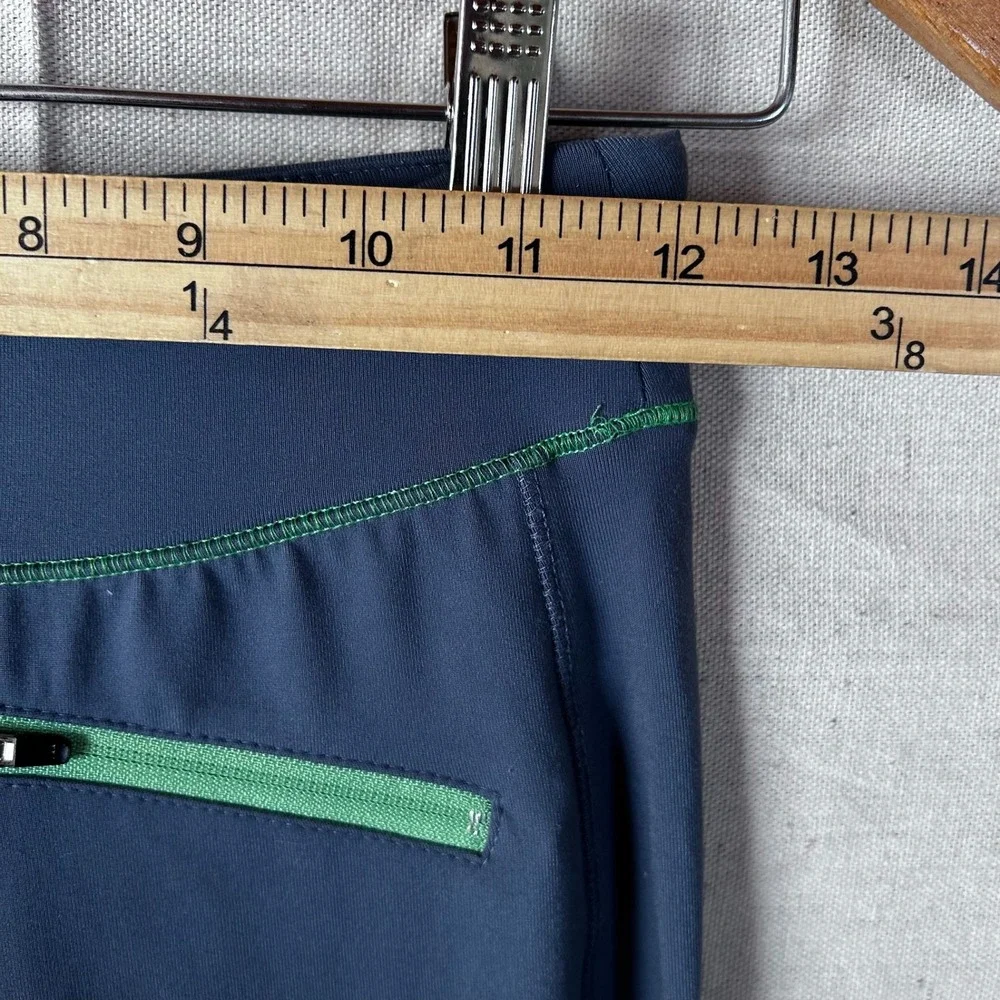 Alo Y2K Yoga CoolFit Cropped Leggings Gray Lime Green Zipper Pocket Womens Small